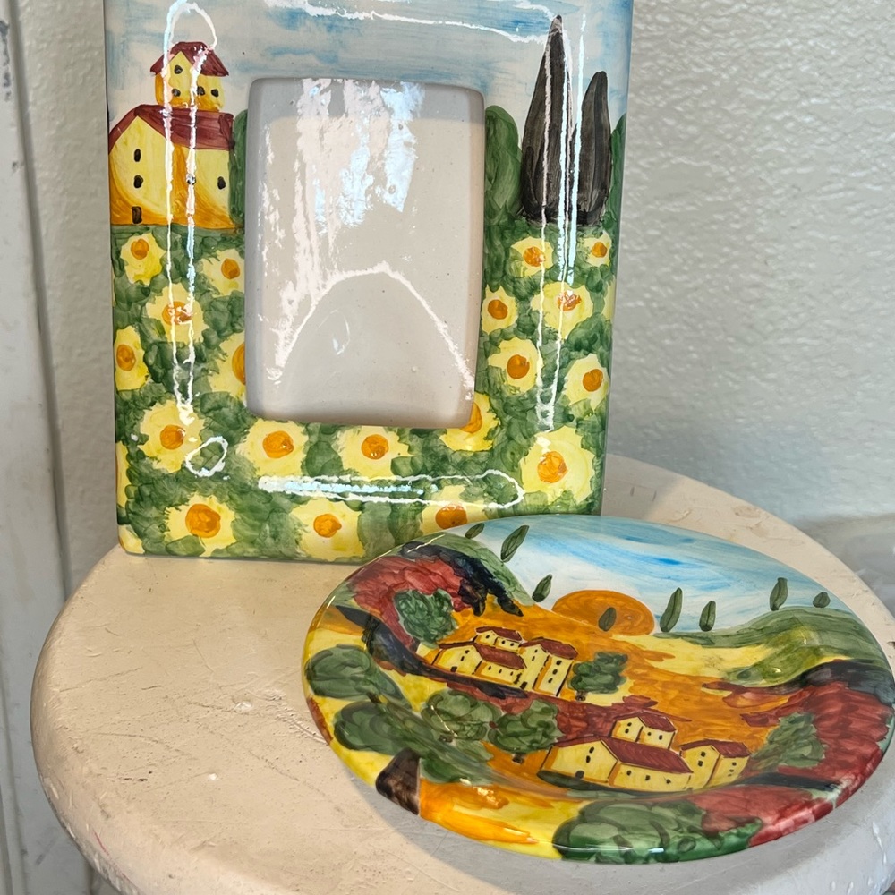 Hand painted Frame and Dish